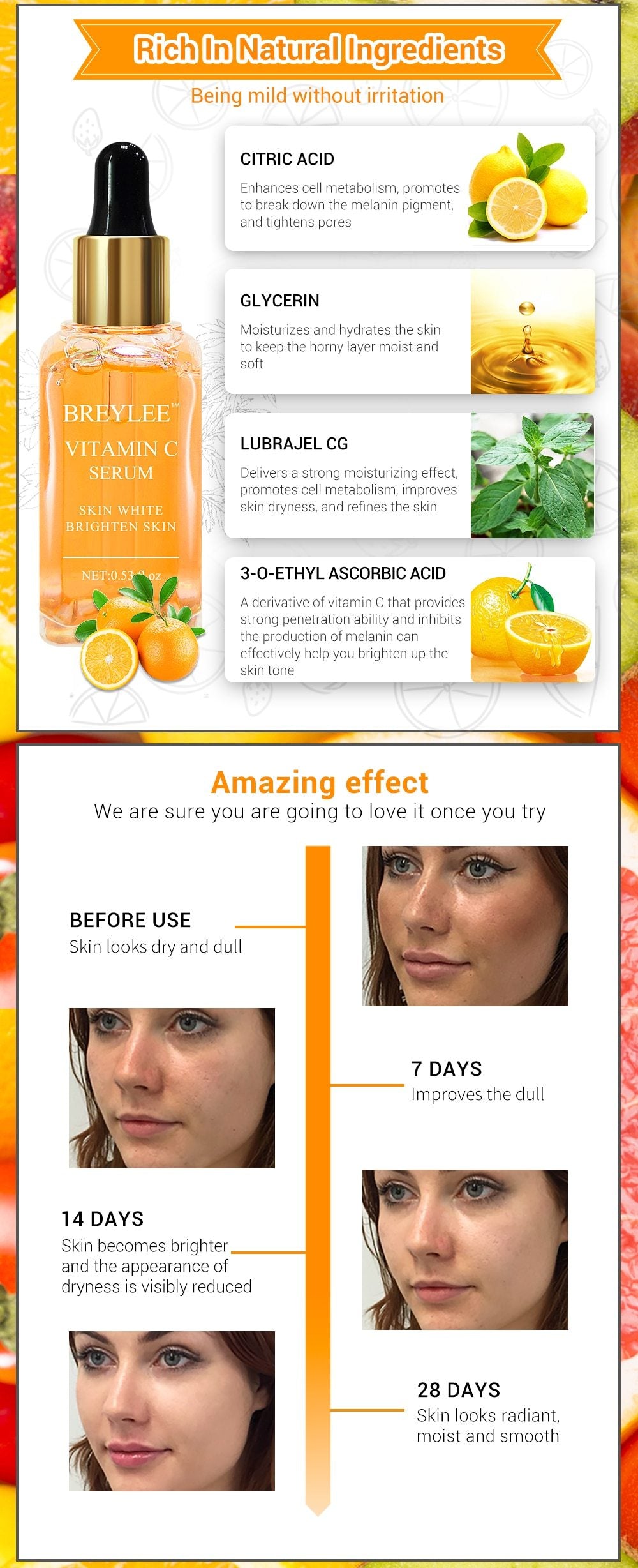Vitamin C Whitening Serum Brighten Skin Face Skin Care Serum GZE Collagen Peptide Serum - Looks Younger Collagen Serum for Face, Skin Brightening, Heals, and Healthy Skin
