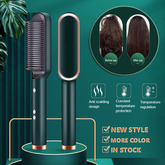 Brosse électrique à double usage pour lisser et boucler les cheveux