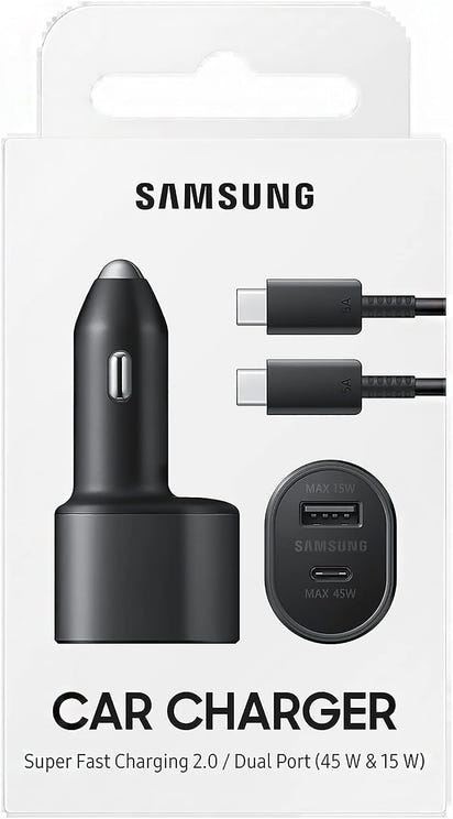 Samsung Super Fast Dual Car Charger (45W+15W) Dual Ports USB-C & USB-A